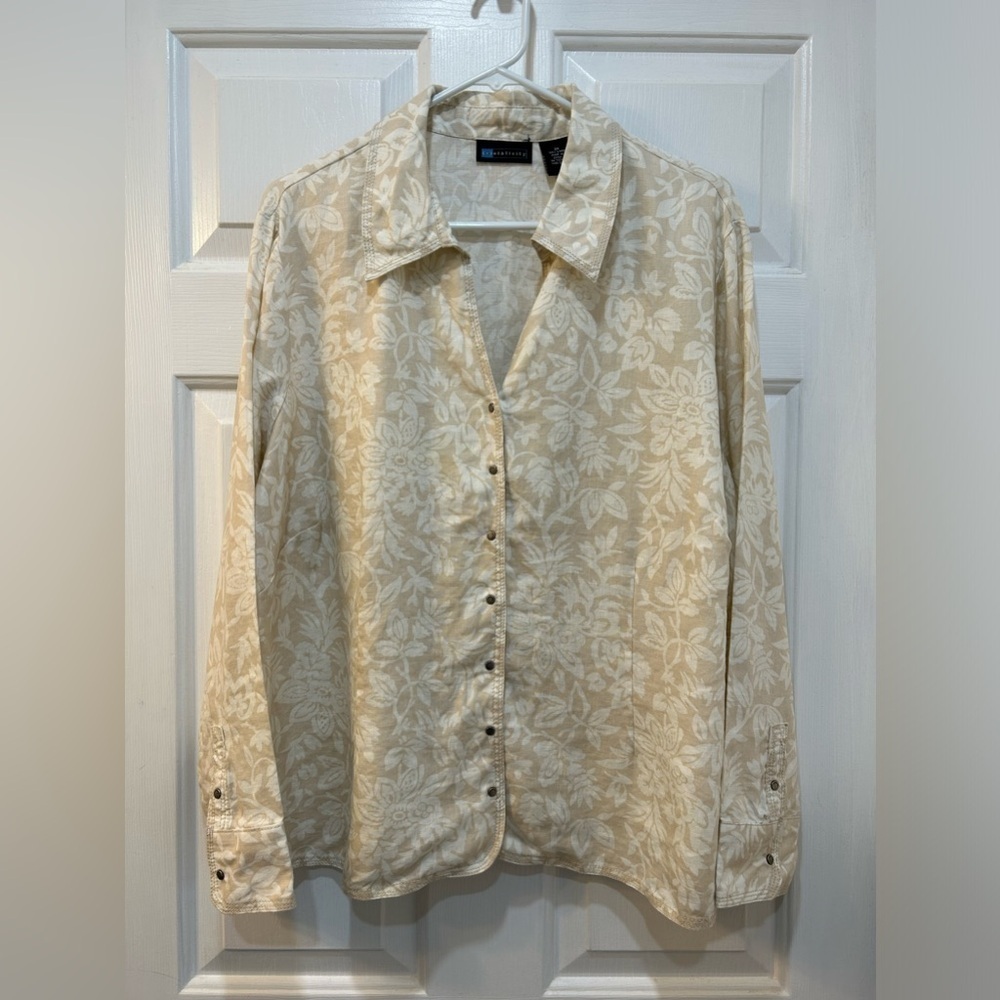 Relativity Women's 100% Linen Jacket Lightweight Plus Size 2X w Snaps Collared